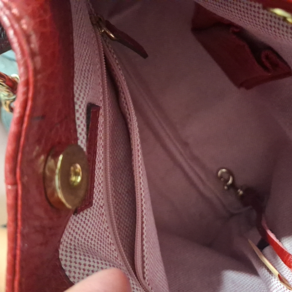 Dooney & Bourke Deep Red Pebbled Leather Shoulder Bag - Picture 13 of 14